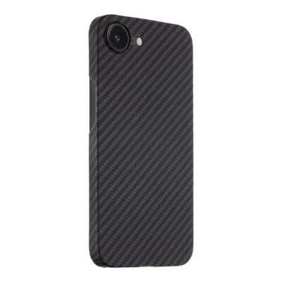 Juodas dėklas Tactical MagForce Aramid telefonui Apple iPhone 16E su anglies pluošto rašto paviršiumi