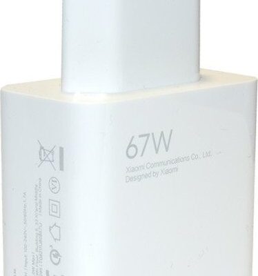 Baltas buitinis pakrovėjas Xiaomi MDY-12-EH USB-A 67W su dviem metaliniais kištukais