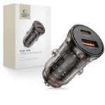 Juodas automobilinis įkroviklis TECH-PROTECT CC01 2-port car charger su Type-C ir USB-A jungtimis