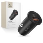 Juodas automobilinis įkroviklis TECH-PROTECT CC02 su Type-C ir USB-A jungtimis