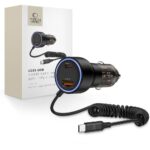Juodas automobilinis įkroviklis TECH-PROTECT CC05 su 2 USB jungtimis ir Type-C kabeliu