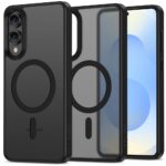 Juodas matinis dėklas Samsung Galaxy S25 Edge Tech-Protect Magmat Magsafe su apvali funkcinė zona ir kamera