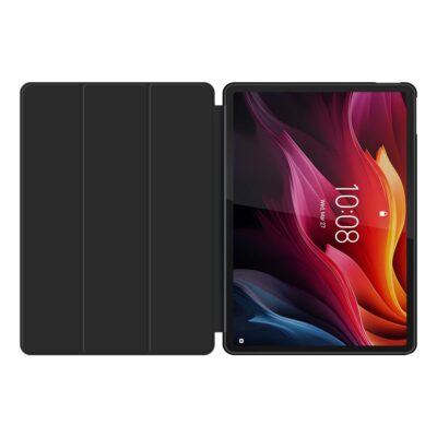 Juodas dėklas Lenovo Tab K11 Plus TB-352 11.5 Tech-Protect Smartcase atidarytas šalia planšetinio kompiuterio