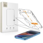 Juodas apsauginis stiklas telefonui Apple iPhone 13, 13 Pro, 14 ir 16 su Tech-Protect Quick Set sistema