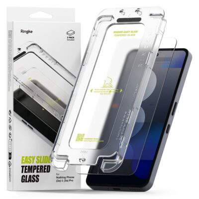 Apsauginis ekrano stikliukas Nothing Phone 3A 3A Pro Ringke Easy Slide 2-Pack su diegimo rėmeliu