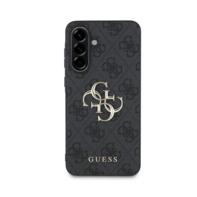 Pilkas originalus dėklas Guess PU 4G metal logo telefonui Samsung Galaxy A36 5G