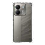 Skaidrus dėklas Tactical TPU Plyo telefonui Xiaomi Poco M7 Pro su matoma pilka telefono nugara ir dviem kameromis