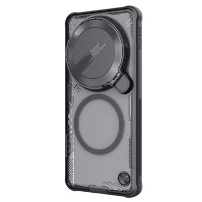 Juodas dėklas Xiaomi 15 Ultra Nillkin Iceblade Prop Magnetic skaidriu fonu ir magnetiniu žiedu