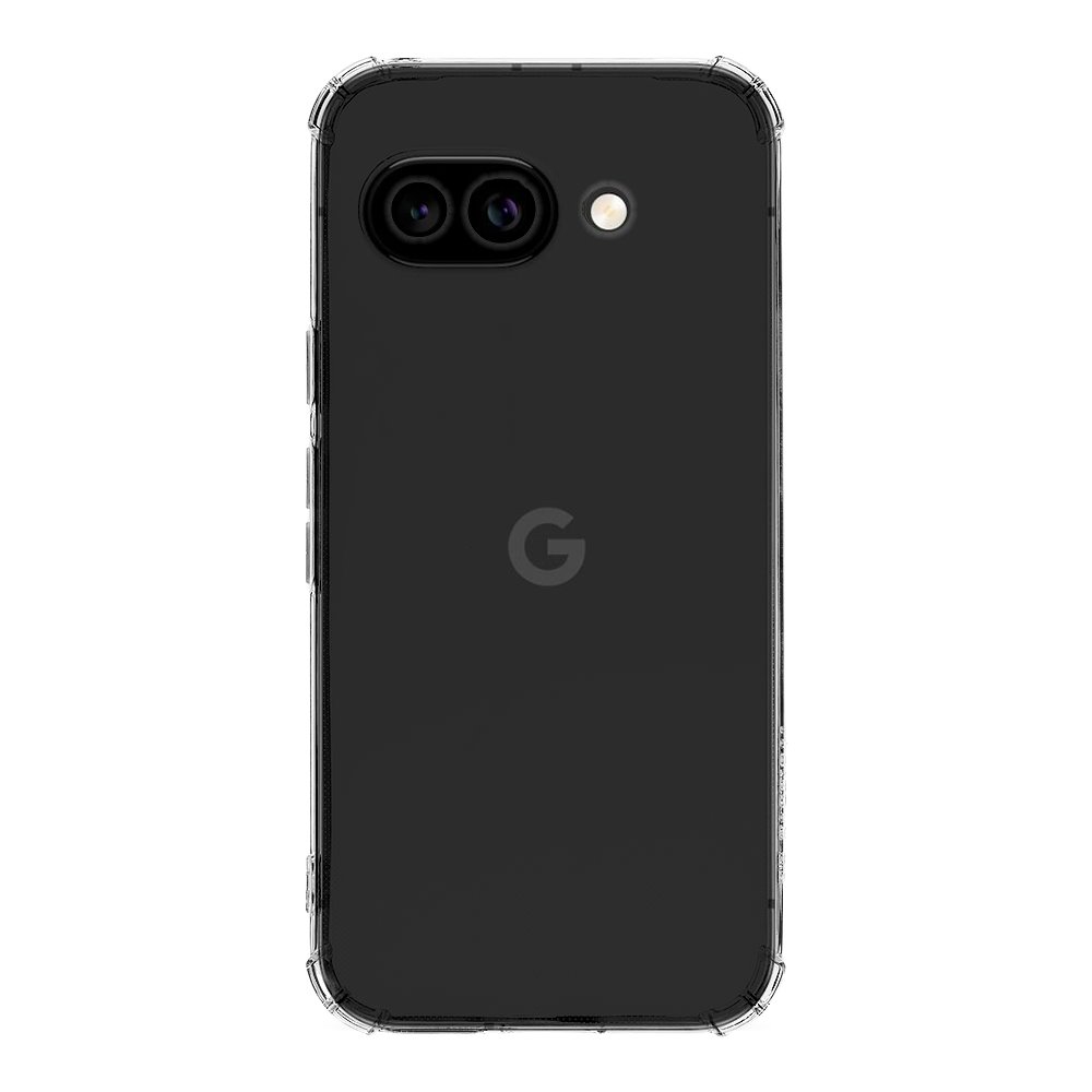 Skaidrus dėklas Tactical TPU Plyo telefonui Google Pixel 9a Skaidrus dėklas Tactical TPU Plyo telefonui Google Pixel 9a, matomas juodas telefonas su dviem kameromis ir LED zibintu