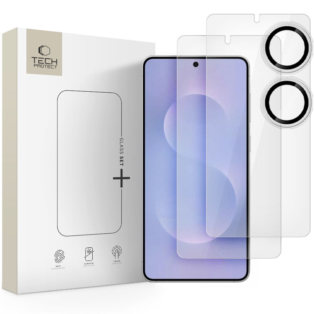 Ekrano ir kameros apsauginis stiklas Samsung Galaxy S25 Edge Tech-Protect Glass Set+ Ekrano ir kameros apsauginis stiklas Samsung Galaxy S25 Edge Tech-Protect Glass Set plonas ir skaidrus
