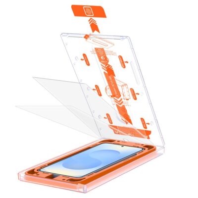 Skaidrus apsauginis stiklas telefonui Samsung Galaxy S25 su Tech-Protect Quick Set sistema