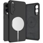 Juodas dėklas Samsung Galaxy S25 Edge Tech-Protect Liquid Silicone Magsafe su magnetiniu krovimo įrenginiu