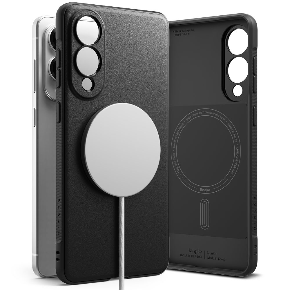 Juodas dėklas Samsung S25 Edge Ringke Onyx Magnetic Magsafe Juodas dėklas Samsung S25 Edge Ringke Onyx Magnetic Magsafe su magnetiniu įkrovikliu