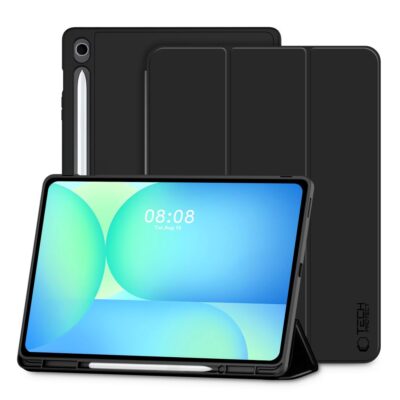 Juodas dėklas Samsung Galaxy Tab S10 FE Plus 13.1 su Tech-Protect SC Pen laikikliu