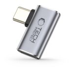 Pilkas adapteris TECH-PROTECT ULTRABOOST AA01 ANGLE ADAPTER TYPE-C su matiniu paviršiumi