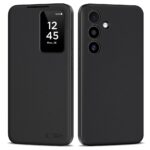 Juodas matinis atverčiamas dėklas Samsung Galaxy S24 Tech-Protect Smart Wallet su mažu langeliu priekyje