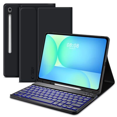 Juodas dėklas Samsung Galaxy Tab S10 FE Plus 13.1 X620 X626B Tech-Protect SC Pen su klaviatūra