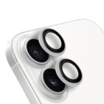 Baltas apsauginis stiklas galiniai kamerai Apple iPhone 16 ir 16 Plus OBAL ME Lens Protector ant dviejų kameros objektyvų