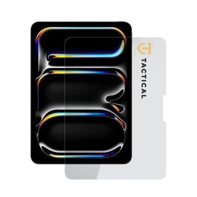 Skaidrus apsauginis stiklas telefonui iPad Pro 11 2024 Tactical Glass Shield šalia iPad Pro ekrano
