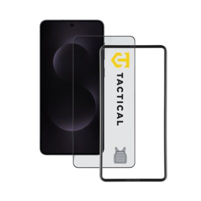 Apsauginis ekrano stikliukas Samsung Galaxy S25 Edge Tactical Glass Impact Armour skaidrus su juodu rėmeliu