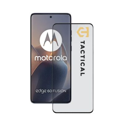 Juodas apsauginis ekrano stikliukas Motorola Edge 60 Fusion Tactical Glass Shield 5D, skaidrus su juodais kraštais