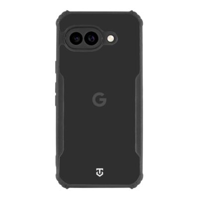 Skaidrus-juodas dėklas Tactical Quantum Stealth telefonui Google Pixel 9a juodos spalvos su matiniu apvalkalu