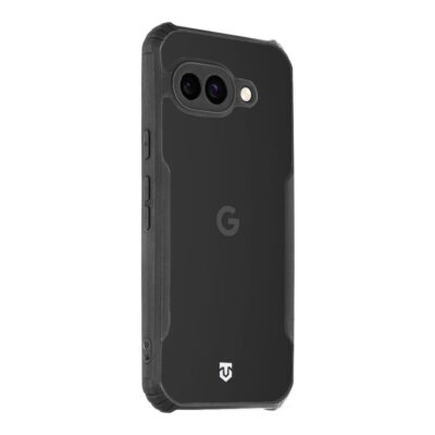 Skaidrus-juodas dėklas Tactical Quantum Stealth telefonui Google Pixel 9a su matomu kamerų išpjovimu juodoje spalvoje