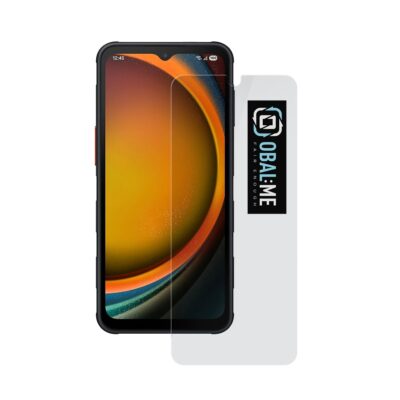 Skaidrus apsauginis ekrano stikliukas Samsung Galaxy Xcover 7 Pro su skaidriu stiklu ir juodu telefono korpusu