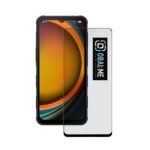 Juodas apsauginis ekrano stikliukas Samsung Galaxy Xcover 7 Pro OBALME 5D Glass Screen Protector priekinėje telefono dalyje