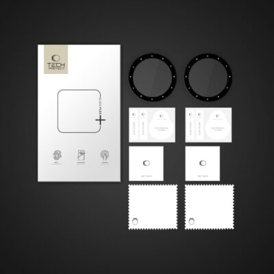 Juodas apsauginis stiklas Garmin Venu 3S TECH-PROTECT GLASS FLEX su priedais juoda rėmelio spalva