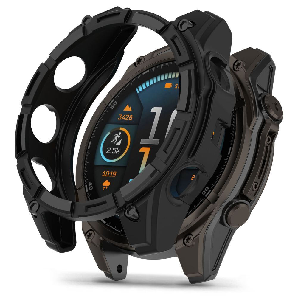 Juodas dėklas laikrodžiui Garmin Fenix 8 (51mm) Tech-Protect Defense Air Juodas dėklas laikrodžiui Garmin Fenix 8 51mm Tech-Protect Defense Air aplink laikrodžio ciferblatą