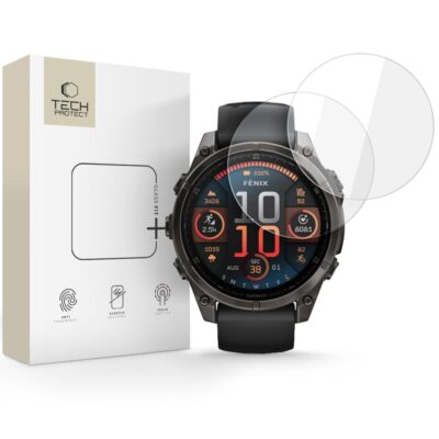 Skaidrus apsauginis stiklas Garmin Fenix 8 47mm laikrodžiui TECH-PROTECT GLASS FIT 2 vnt