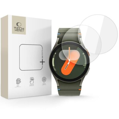 Skaidrus apsauginis stiklas Samsung Galaxy Watch 4 5 6 7 FE 40mm su TECH-PROTECT GLASS FIT pakuote