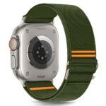 Khaki apyrankė Apple Watch su ryškiomis oranžinėmis detalėmis