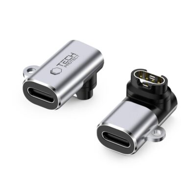 Pilkas adapteris TECH-PROTECT ULTRABOOST ADAPTER TYPE-C TO GARMIN WATCH su metaliniu korpusu