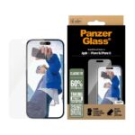 Skaidrus apsauginis stiklas telefonui Apple iPhone 15 16 PanzerGlass Tempered Glass CF su ekrano apsauga ir paketu