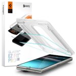 Skaidrus apsauginis ekrano stikliukas Samsung Galaxy Z Fold 7 pakete su instaliavimo rėmeliu ir telefonu