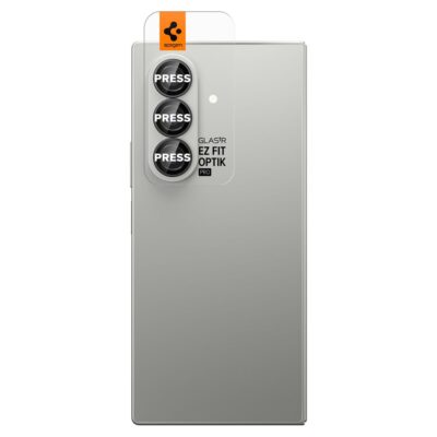 Juodas apsauginis stiklas galiniai kamerai Samsung Galaxy Z Fold 7 Spigen Optik Ez Fit 2-Pack ant telefono kameros lęščių