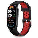 Juoda-raudona apyrankė Xiaomi Smart Band 8 9 10 NFC Tech-Protect Iconband Air su perforuotu silikono dirželiu