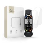 Apsauginė ekrano plėvelė Xiaomi Smart Band 8 9 10 NFC Hofi Hydro Flex Pro+ 2 pack su įrengtu juodu išmaniųjų apyrankės dirželiu ir pakuote