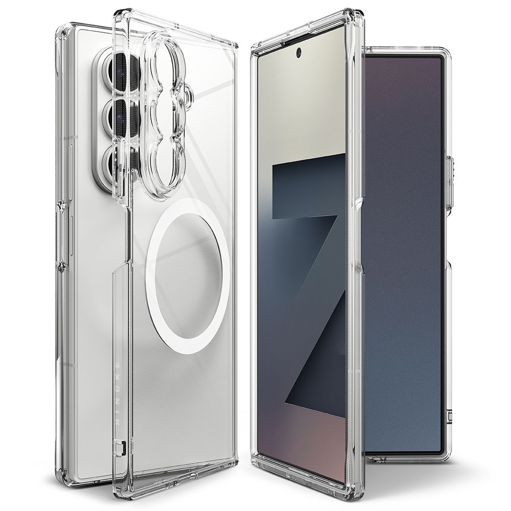Skaidrus deklas Samsung Galaxy Z Fold 7 Ringke Fusion Magnetic Magsafe skaidrus deklas samsung galaxy z fold 7 ringke fusion magnetic magsafe su apvaliu magnetu ir kameru iskarpomis