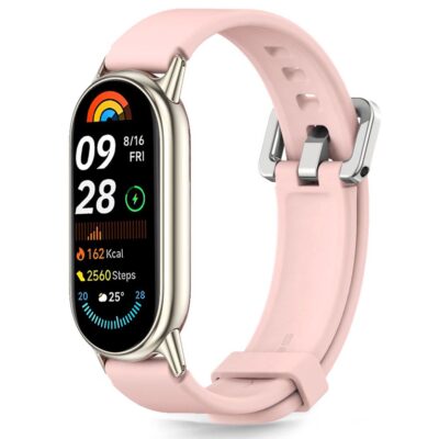 Rožinė apyrankė Xiaomi Smart Band 8 9 10 NFC Tech-Protect Iconband Classic su minkštu silikoniniu dirželiu