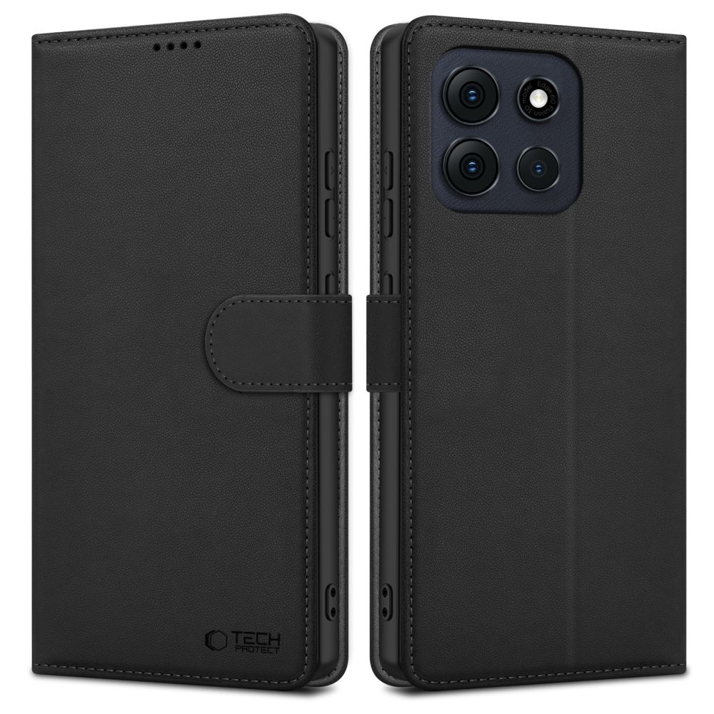 Juodas atverčiamas dėklas Motorola Tech-Protect Wallet Juodas atverčiamas dėklas Motorola Moto G56 5G Tech-Protect Wallet su magnetiniu užsegimu