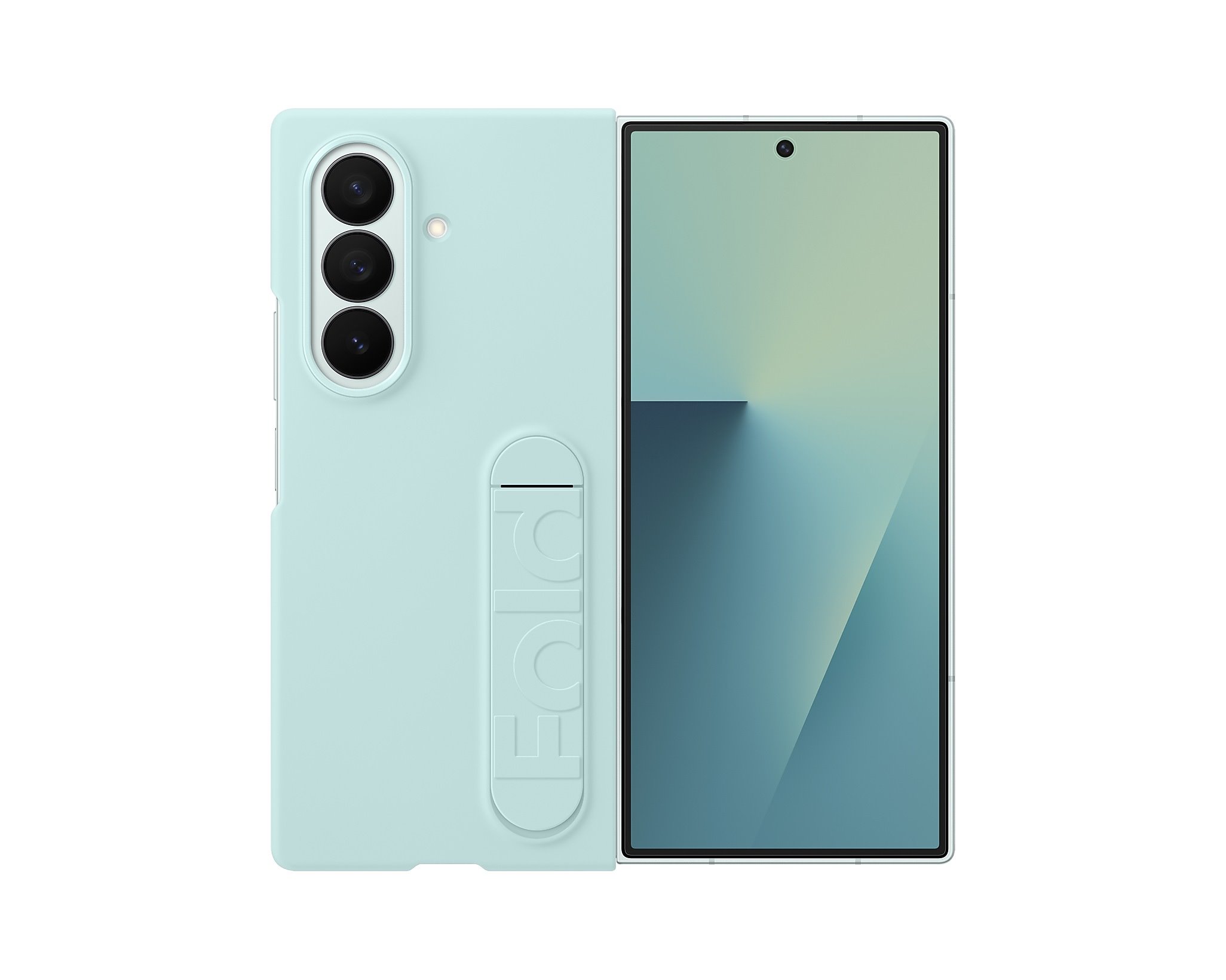 Mėtos spalvos originalus dėklas Samsung Galaxy Z Fold 7 EF-MF966CBE Silicone Cover Mėtos spalvos originalus dėklas Samsung Galaxy Z Fold 7 su silikono paviršiumi ir originaliu spaudu