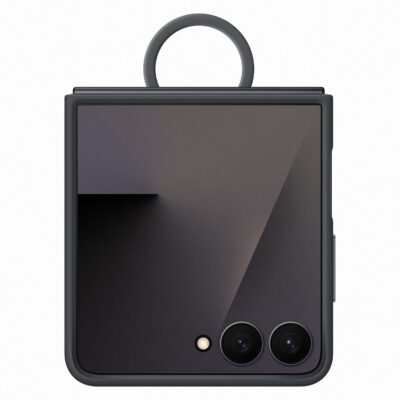 Juodas originalus dėklas EF-PF766TBE silikoninis su žiedu Samsung Galaxy Z Flip 7 telefonui