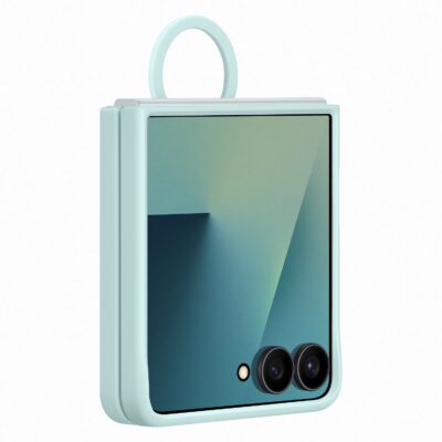 Mėtos spalvos originalus dėklas EF-PF766TBE silikoninis su žiedu telefonui Samsung Galaxy Z Flip 7