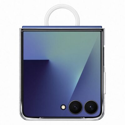 Skaidrus originalus deklas EF QF766CTE Ring Clear Cover telefonui Samsung Galaxy Z Flip 7 su matomu telefono dangteliu ir kamera