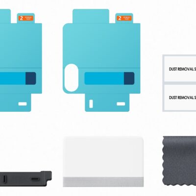 Apsauginė ekrano plėvelė Samsung Galaxy Z Flip 7 su valymo servetėle ir dulkių lipdukais