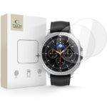 Skaidrus apsauginis stiklas Samsung Galaxy Watch 8 Classic 46 MM, pakuotė su dviem stiklais ir laikrodžiu juodu dirželiu