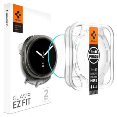 Apsauginis ekrano stikliukas Samsung Galaxy Watch 8 44mm Spigen Glas Tr Ez Fit komplektas su dviem stiklais